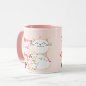 Mug Joyeux Chat Jouer Avec Lumière LED | Noël mignon (Devant gauche)