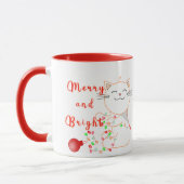 Mug Joyeux Chat Jouer Avec Lumière LED | Noël mignon (Gauche)