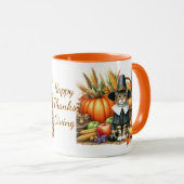 Mug Joyeux chat pèlerin de Thanksgiving (Devant droit)