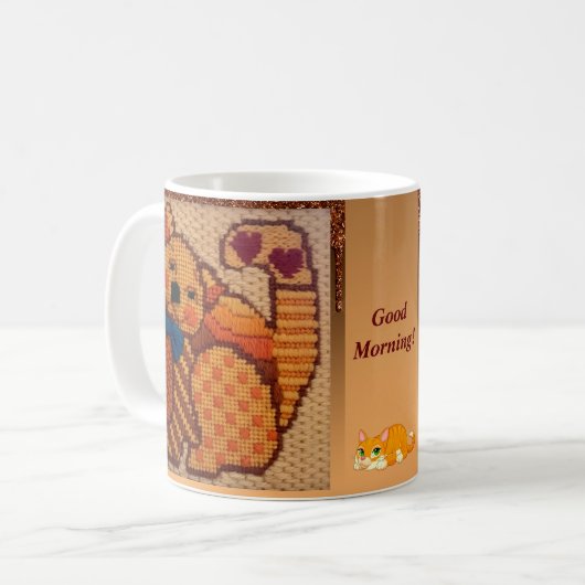 Mug Joyeux Chat Texturé Charme (Devant gauche)
