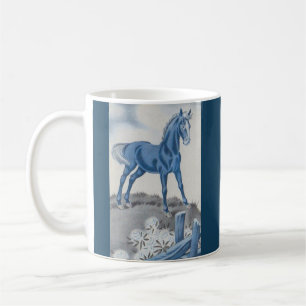 Mug joyeux cheval en bleu
