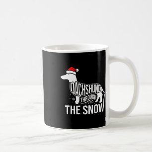 Mug Joyeux Chien De Noël À Travers La Neige Coupée