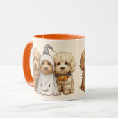Mug Joyeux chien d'Halloween Goldendoodle (Devant gauche)
