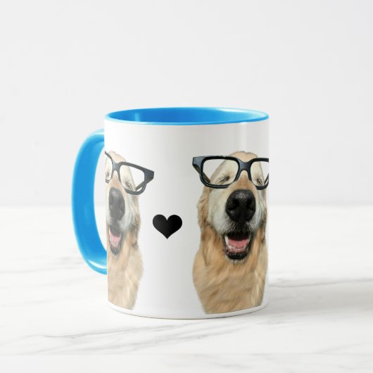 Mug Joyeux chien d'or retriever dans les lunettes Nerd (Devant gauche)