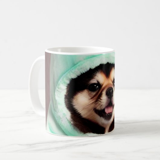 Mug Joyeux chien en costume vert à la menthe (Devant gauche)