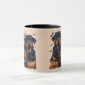 Mug Joyeux chien Rottweiler Halloween Jack-o'-lantern (Centre)