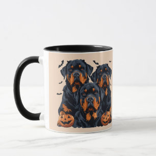 Mug Joyeux chien Rottweiler Halloween Jack-o'-lantern
