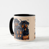 Mug Joyeux chien Rottweiler Halloween Jack-o'-lantern (Devant gauche)