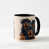 Mug Joyeux chien Rottweiler Halloween Jack-o'-lantern (Devant droit)