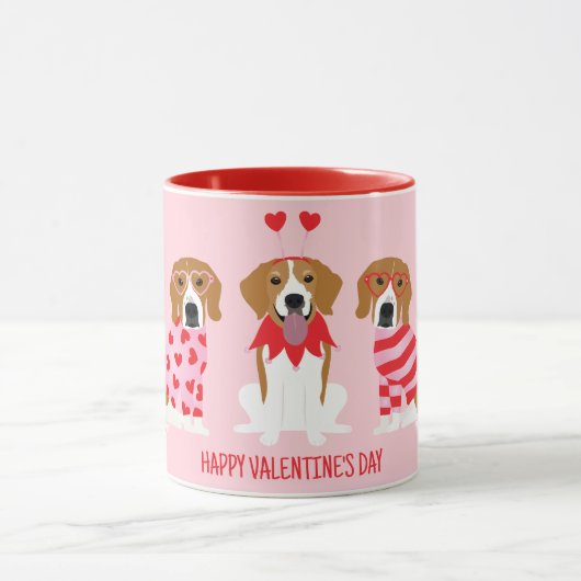 Mug Joyeux Chiens Beagles de la fête des Valentines (Centre)