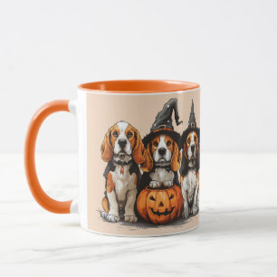 Mug Joyeux Chiens Beagles d'Halloween Jack-o'-lantern