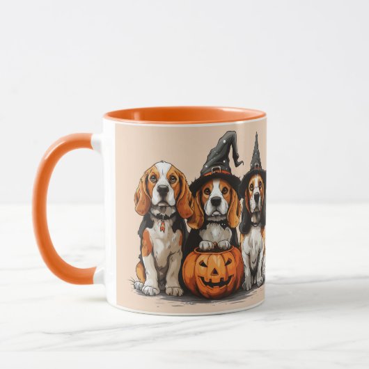 Mug Joyeux Chiens Beagles d'Halloween Jack-o'-lantern (Gauche)