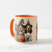 Mug Joyeux Chiens Beagles d'Halloween Jack-o'-lantern (Devant gauche)