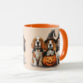 Mug Joyeux Chiens Beagles d'Halloween Jack-o'-lantern (Devant droit)