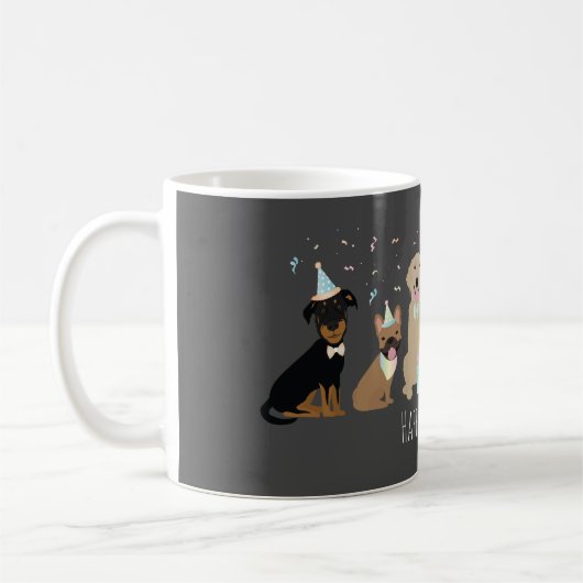 Mug Joyeux Chiens de fête d'anniversaire (Gauche)