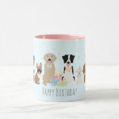 Mug Joyeux Chiens de fête d'anniversaire bleu (Centre)