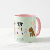 Mug Joyeux Chiens de fête d'anniversaire Green (Devant droit)