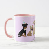 Mug Joyeux Chiens de fête d'anniversaire pourpre (Gauche)