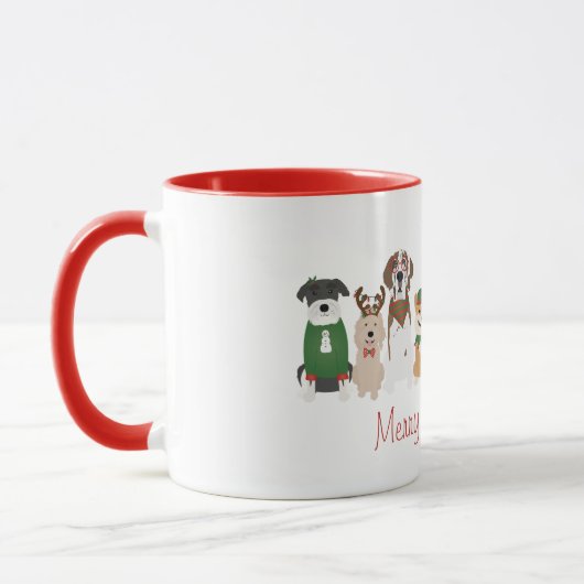 Mug Joyeux Chiens de Noël Rouge Vert (Gauche)