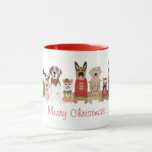 Mug Joyeux Chiens de Noël Rouge Vert (Centre)