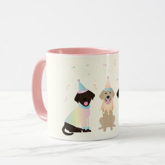 Mug Joyeux Chiens du Labrador Retriever (Devant gauche)