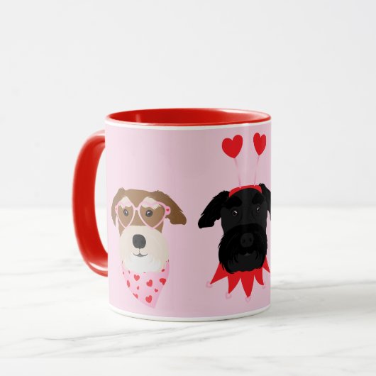 Mug Joyeux Chiens Schnauzer de la Journée des Valentin (Devant gauche)