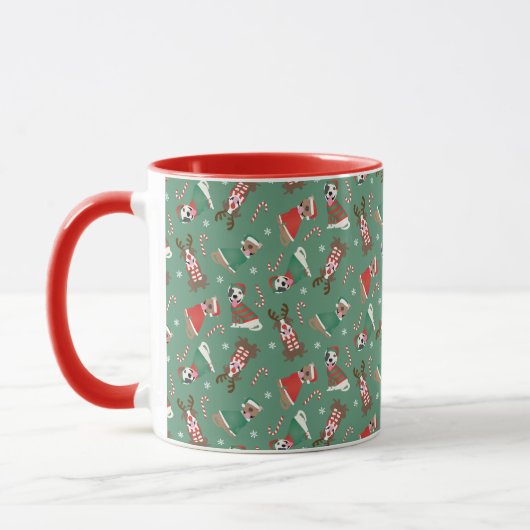Mug Joyeux Chiens taureaux de marque de Noël (Gauche)
