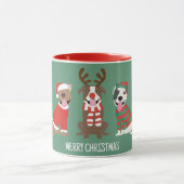 Mug Joyeux Chiens taureaux de marque de Noël (Centre)