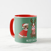 Mug Joyeux Chiens taureaux de marque de Noël (Devant gauche)