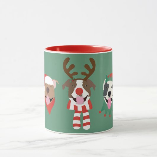 Mug Joyeux Chiens taureaux de marque de Noël (Centre)