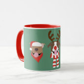 Mug Joyeux Chiens taureaux de marque de Noël (Devant gauche)