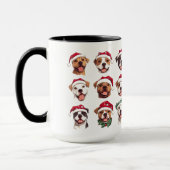 Mug Joyeux Chiens taureaux Pit en Casquette de Noël (Gauche)