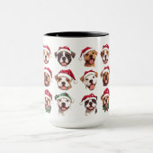 Mug Joyeux Chiens taureaux Pit en Casquette de Noël (Centre)