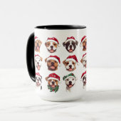 Mug Joyeux Chiens taureaux Pit en Casquette de Noël (Devant gauche)
