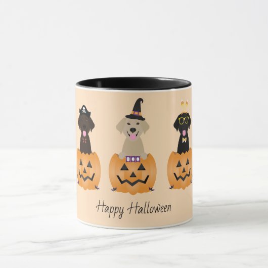 Mug Joyeux Citrouille de chiens de trieuse d'Halloween (Centre)
