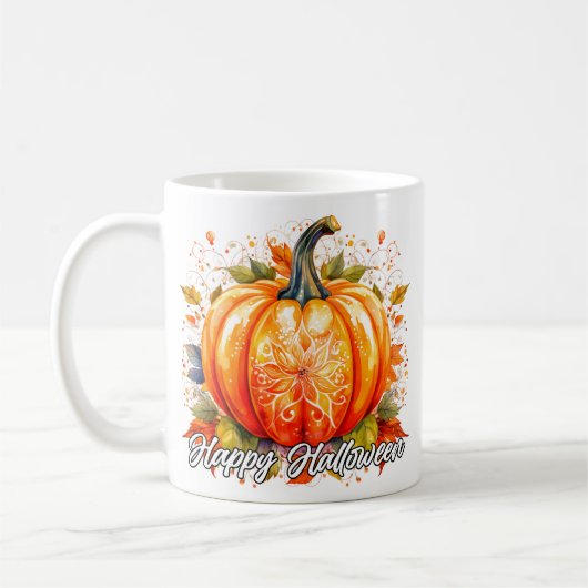 Mug Joyeux Citrouille d'Halloween décoratif festif (Gauche)
