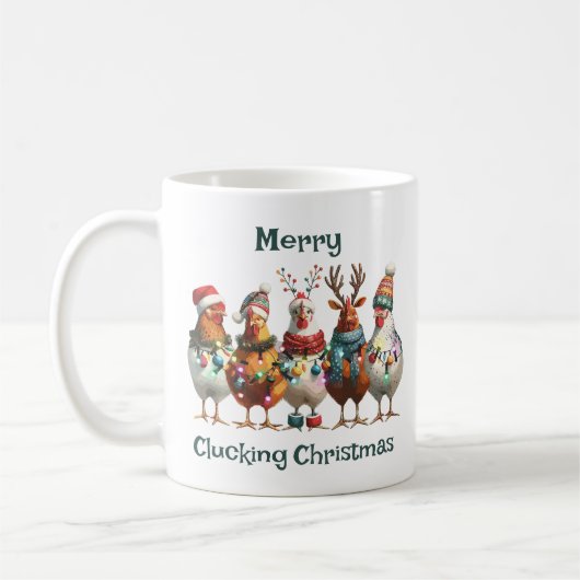 Mug Joyeux clucage Noël Turquoise poulet vert (Gauche)