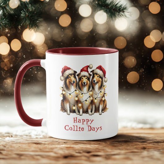Mug Joyeux Collie Days Christmas Chien Café