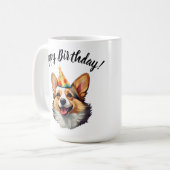 Mug Joyeux cône d'anniversaire Corgi (Devant gauche)