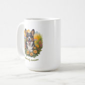 Mug Joyeux Corgi noir (Devant gauche)