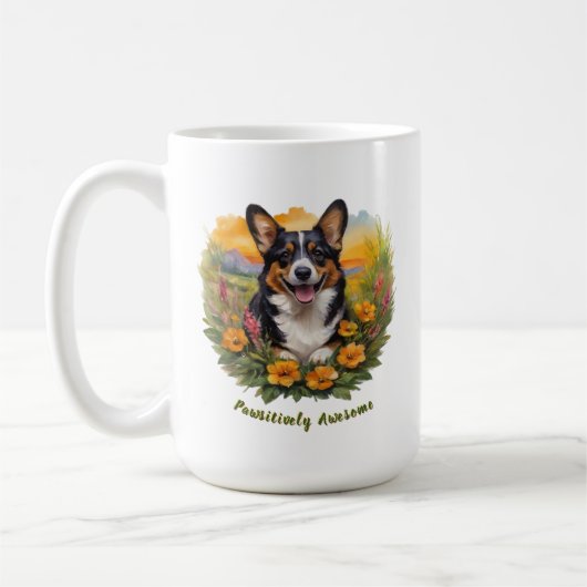 Mug Joyeux Corgi noir (Gauche)