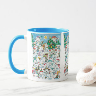 Mug Joyeux dessin animé Noël ours polaire manchot fête
