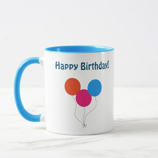 Mug Joyeux dessin de ballons colorés d'anniversaire (Gauche)