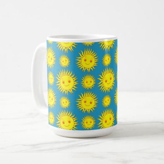 Mug Joyeux dessin de face de soleil (Devant gauche)
