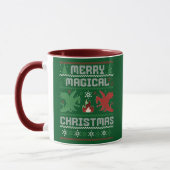 Mug Joyeux Dragon de Noël Magique Moche Sweater Design (Gauche)