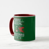 Mug Joyeux Dragon de Noël Magique Moche Sweater Design (Devant gauche)