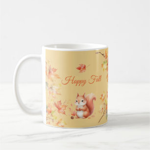 Mug Joyeux écureuil d'automne en Feuille