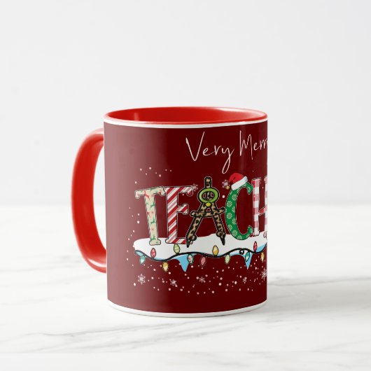 Mug Joyeux enseignant de Noël (Devant gauche)
