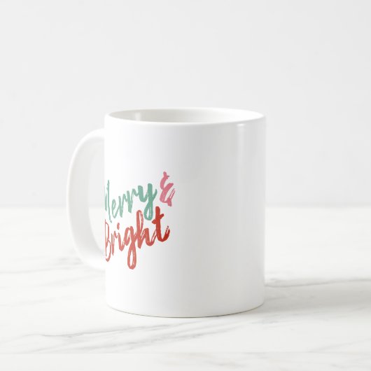 Mug Joyeux et brillant design de script peint (Devant gauche)