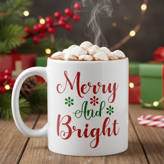 Mug Joyeux et brillant Festif Rouge et Vert Noël